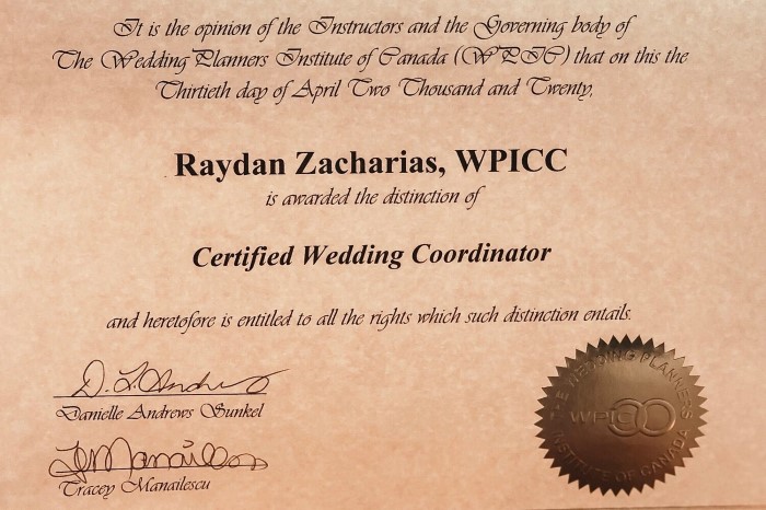 certified wedding planner